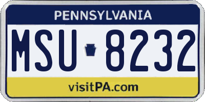 PA license plate MSU8232