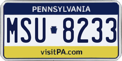 PA license plate MSU8233