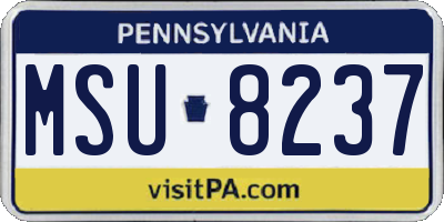 PA license plate MSU8237
