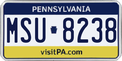PA license plate MSU8238