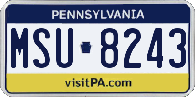 PA license plate MSU8243