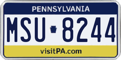 PA license plate MSU8244