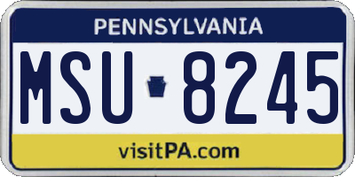PA license plate MSU8245