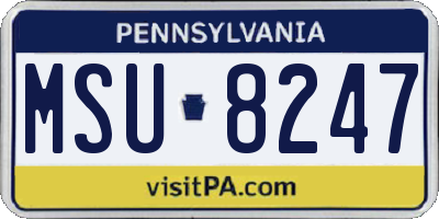 PA license plate MSU8247