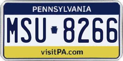PA license plate MSU8266