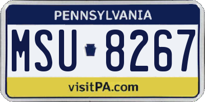 PA license plate MSU8267