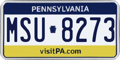 PA license plate MSU8273