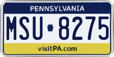 PA license plate MSU8275
