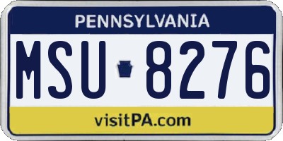 PA license plate MSU8276