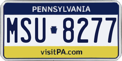 PA license plate MSU8277