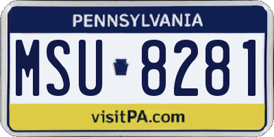 PA license plate MSU8281