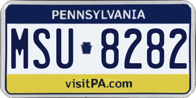 PA license plate MSU8282