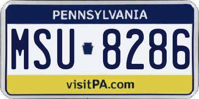 PA license plate MSU8286