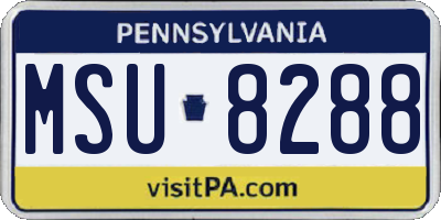 PA license plate MSU8288