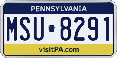 PA license plate MSU8291