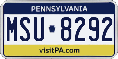 PA license plate MSU8292