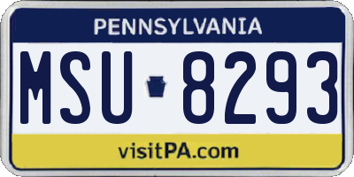 PA license plate MSU8293