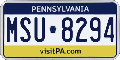 PA license plate MSU8294