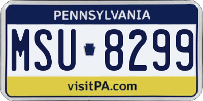 PA license plate MSU8299