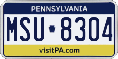 PA license plate MSU8304