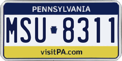 PA license plate MSU8311