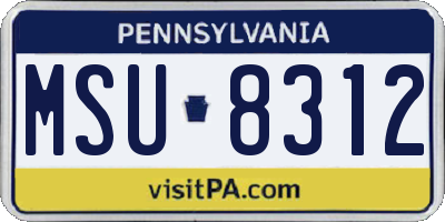 PA license plate MSU8312