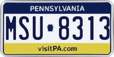 PA license plate MSU8313