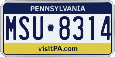 PA license plate MSU8314