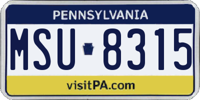 PA license plate MSU8315