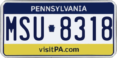PA license plate MSU8318