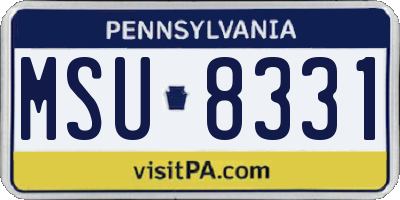 PA license plate MSU8331
