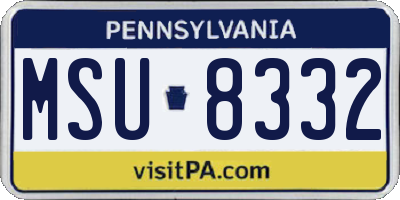 PA license plate MSU8332