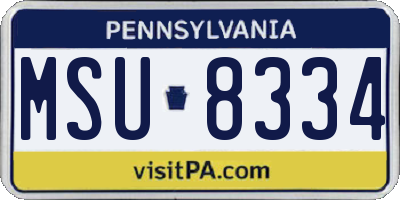 PA license plate MSU8334