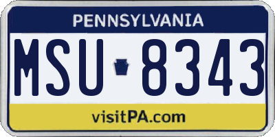 PA license plate MSU8343