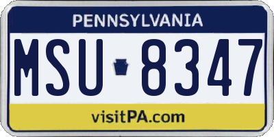 PA license plate MSU8347