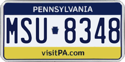 PA license plate MSU8348