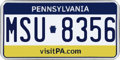 PA license plate MSU8356
