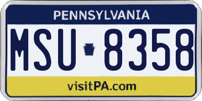 PA license plate MSU8358