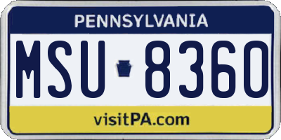 PA license plate MSU8360