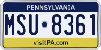 PA license plate MSU8361
