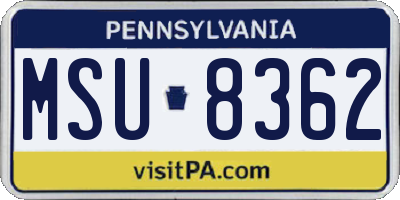 PA license plate MSU8362