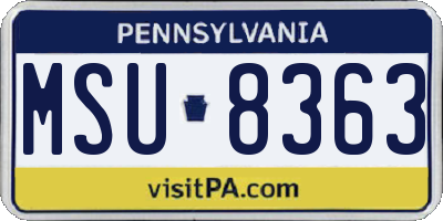 PA license plate MSU8363