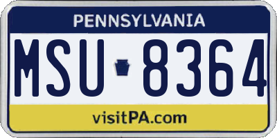PA license plate MSU8364