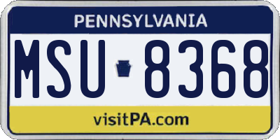 PA license plate MSU8368