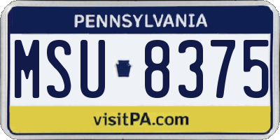PA license plate MSU8375