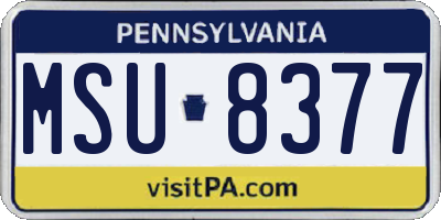 PA license plate MSU8377