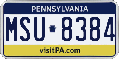 PA license plate MSU8384