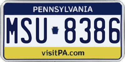 PA license plate MSU8386