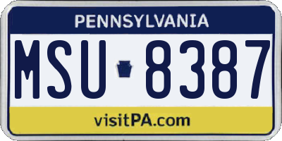 PA license plate MSU8387