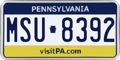 PA license plate MSU8392
